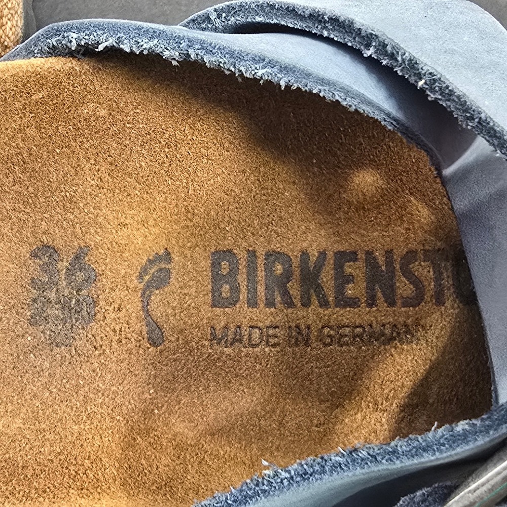 Birkenstock Franca Sandals Blue White Leather Buckle Slide Womens 36 EU 5 US - Picture 9 of 16